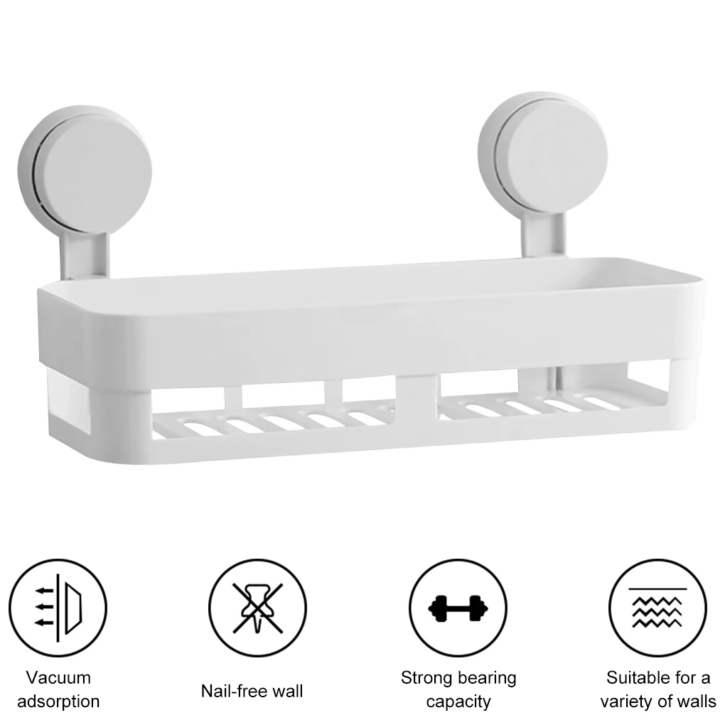 Durable ABS plastic bathroom suction shelf