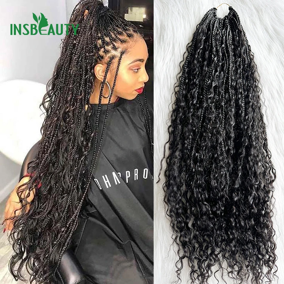 Human Hair Crochet Boho Box Braids Curls Hair Box Braids with