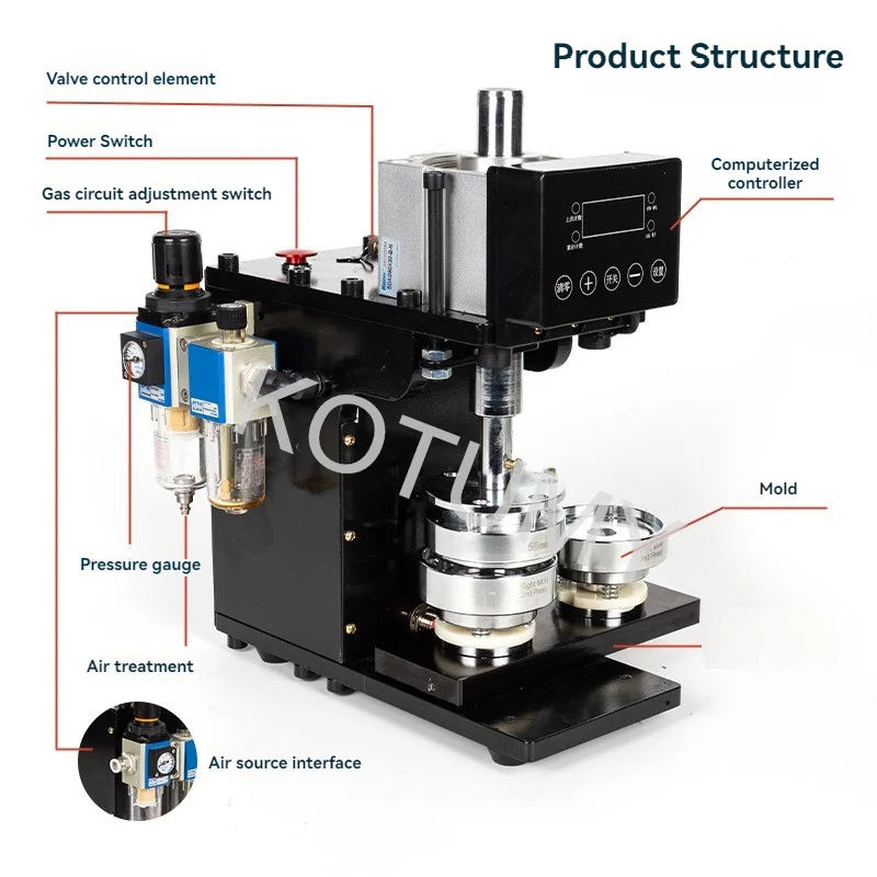 Automatic Induction Stamping Pneumatic Badge Machine Desktop Pin Button Press Cutter Making Machine Household DIY Tool