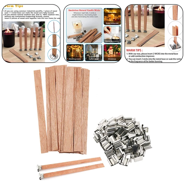 Buy 100 Pieces Wood Wicks for Candles Making with Fixed Iron Frame