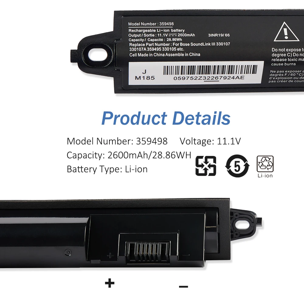 ETESBAY 359498 2600mAh Battery For Bose Soundlink Bluetooth Speaker III 359495 330107 330107A 330105 330105A 359498-0010 404600