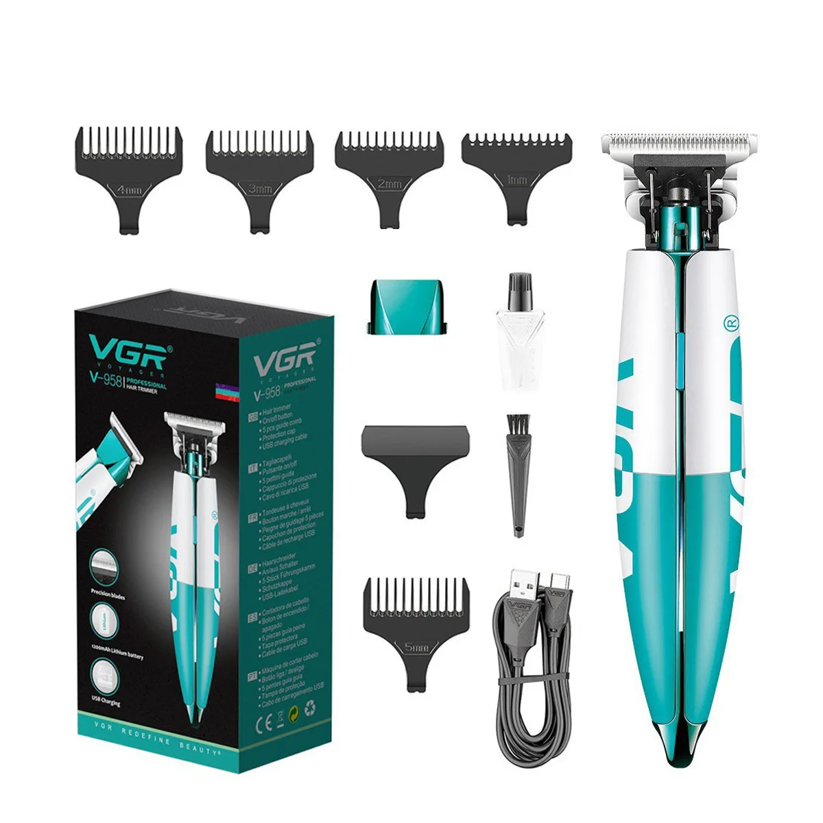 

V-958 Hair Trimmer Professional Hair Cutting Machine Electric Hair Clipper Cordless Haircut Machine Portable Trimmer for Men