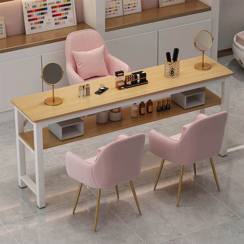 Manicure Makeup Wood Nail Tables Professional Modern Desk Simple Nail Tables Living Room Mesa Manicura Salon Furniture MR50NT