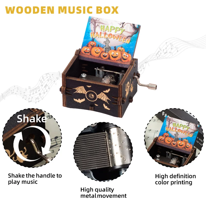 Wooden Music Box Frozen Beauty and Beast Hand Cranked Home Decoration Carved Musical Box Valentine's Day Birthday Gif 3