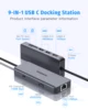 Forida USB Hub C 10Gbps Hub 9 IN 1 Docking Station RJ45 HDMI 4K30Hz 100PD Charging SD/TF Solt Adapter for Laptop Macbook 4