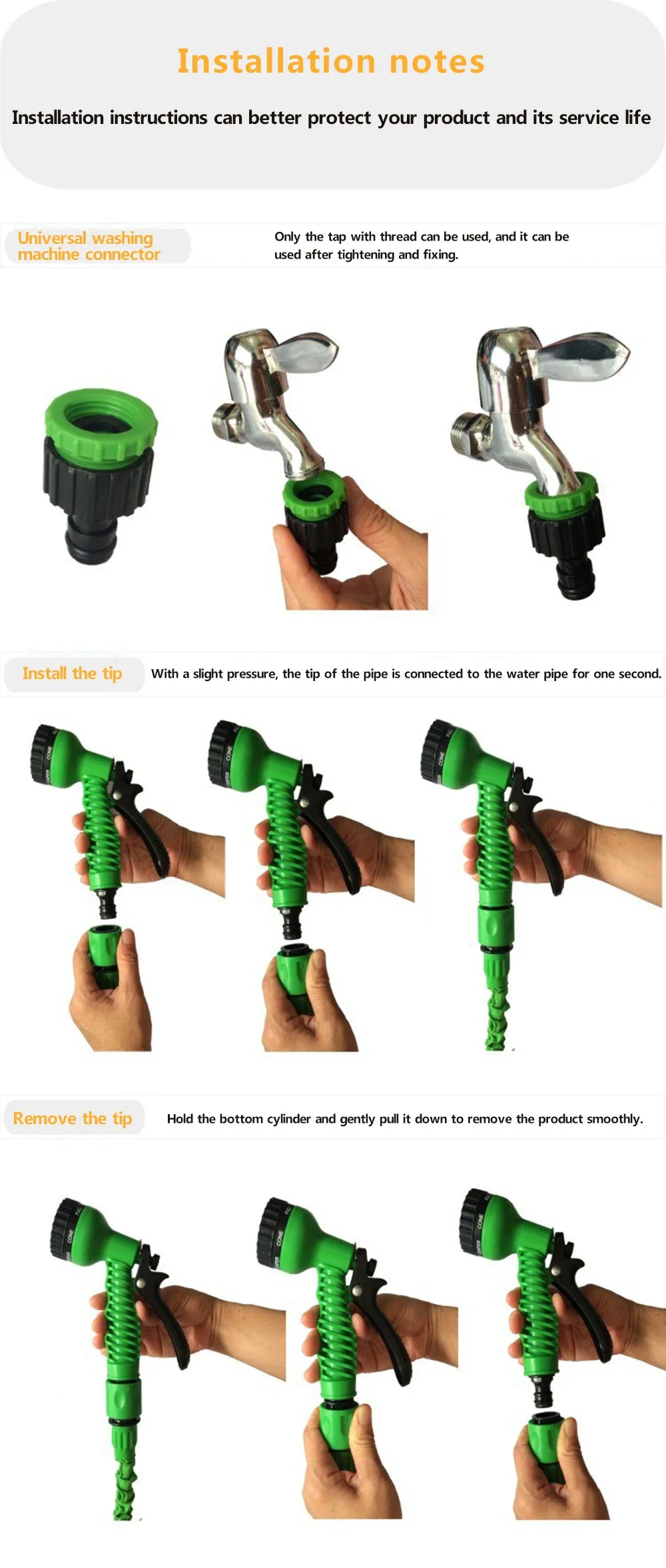 Expandable Garden Hose with 7 Patterns - Flexible Water Gun Sprayer for Car Wash