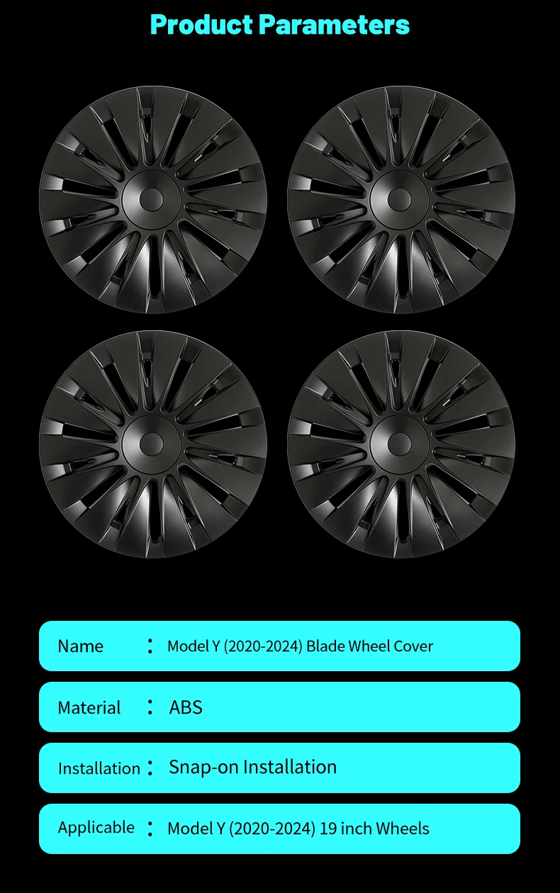 4 Stück 19 Zoll Radkappen für Tesla Model Y 2020-2024 4. Generation Automobil-Radkappen Ersatz-Radabdeckungen Vollfelgen-Zubehör – Detail 10