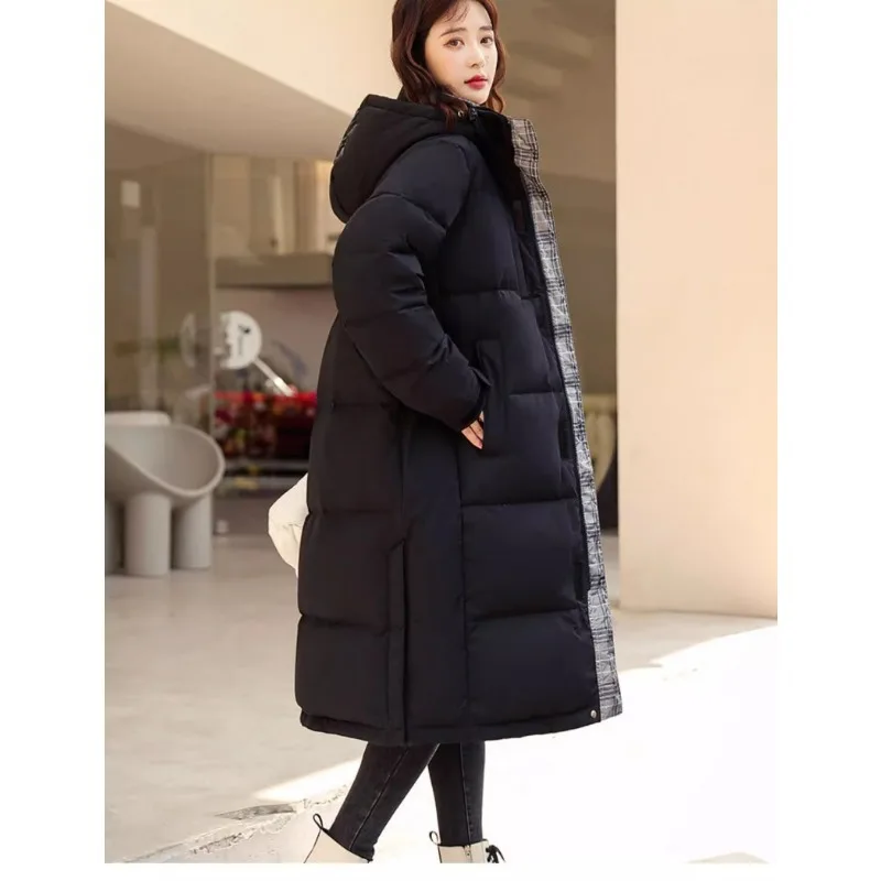 2023 New Women Down Jacket Winter Coat Female Warm Thick Parkas Loose Mid Length Version Outwear Fashion Hooded Overcoat S-3XL