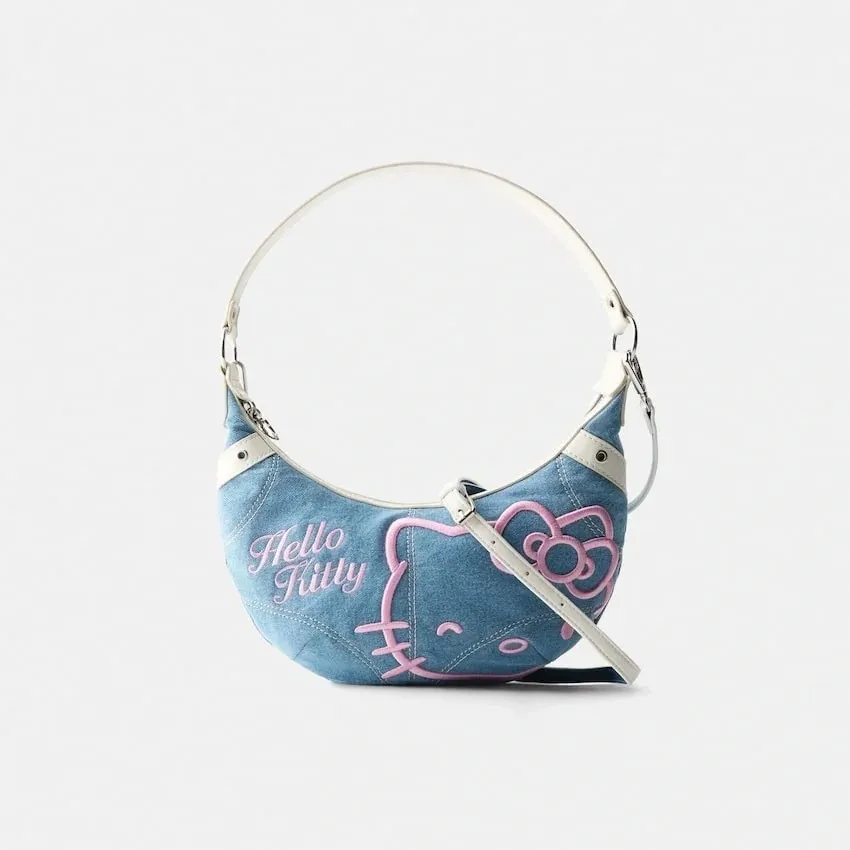 Sanrio Peripheral Hello kitty Bag Spring Summer New Denim Armpit