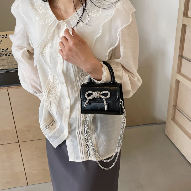 Cute Bow Design Mini Shoulder Bags for Women 2024 Korean
