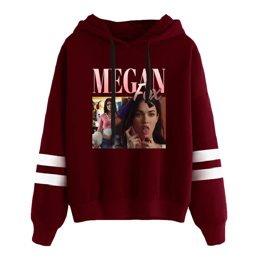 Megan Fox Hoodie Unisex Pocketless Parallel Bars Sleeve Sweatshirts Men Women Hoodie Casual Style Youthful Couple Clothes