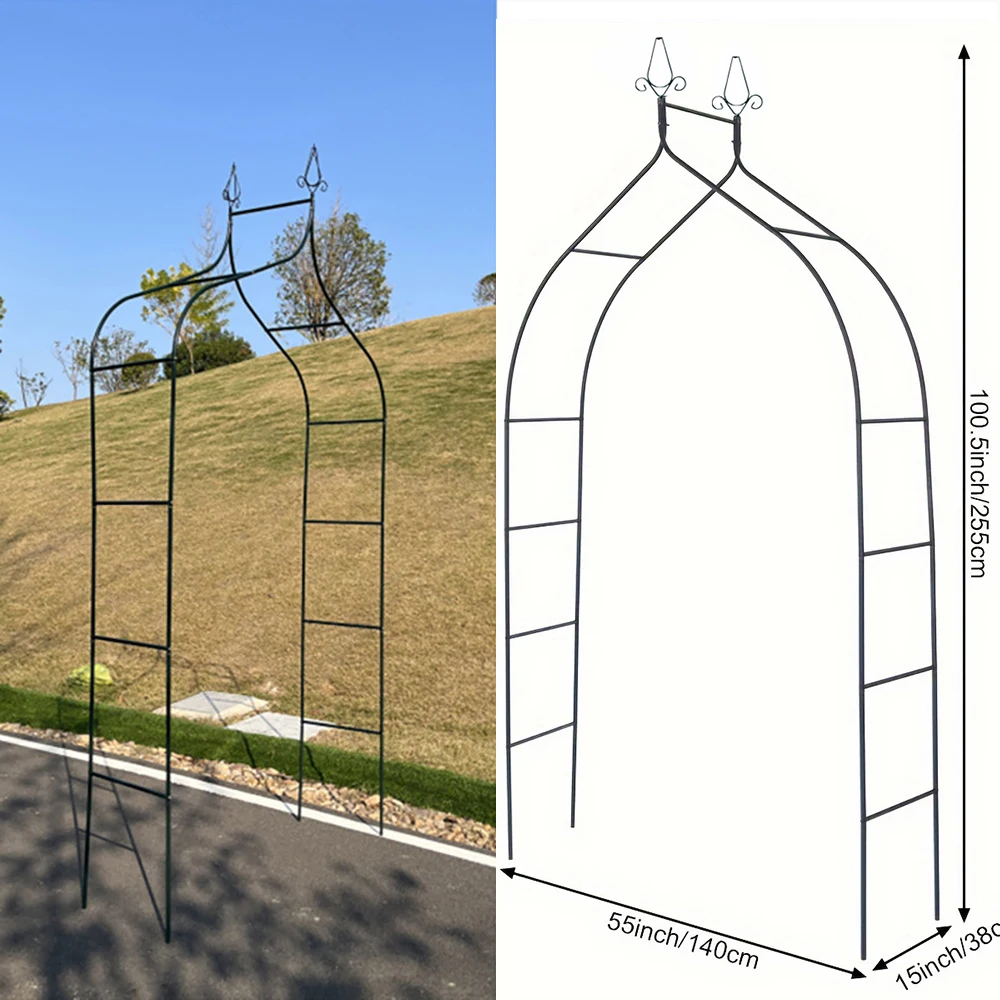Steel Garden Arch Wedding Arch Stand Flower Frame Balloons Archway Outdoor Lawn Activity Decor Birthday Party Decor Props 1set