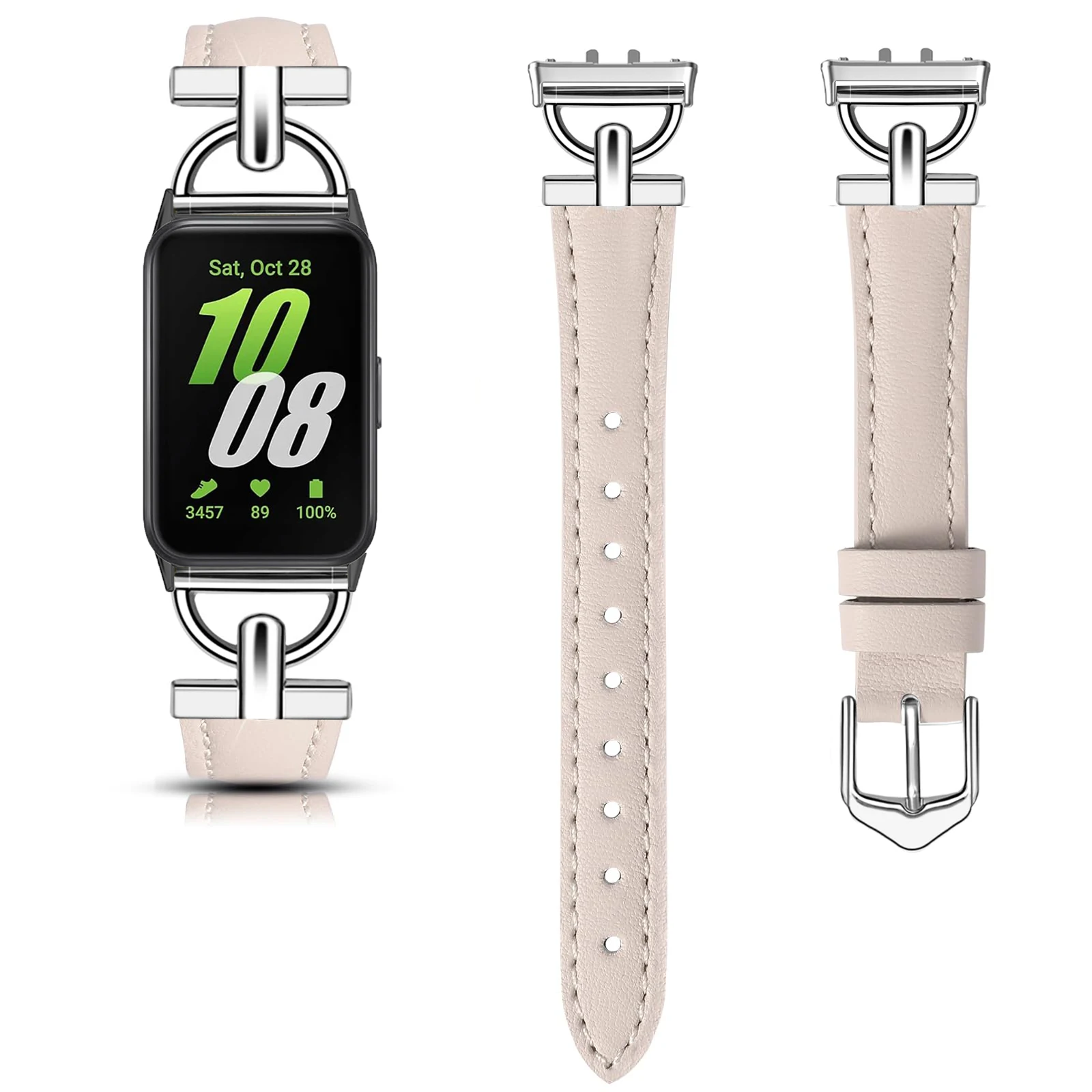 Elegant Metal and Leather Strap for Smartwatch – Premium Wristband Bracelet