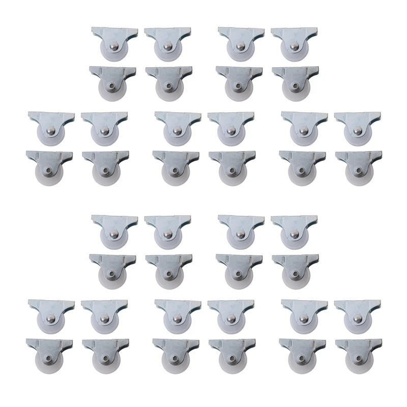 

40 Pcs White Plastic 25Mm Diameter Furniture Replacement Caster Wheel