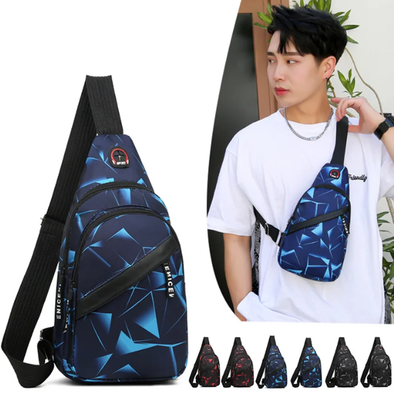 

Geometric Print Oxford Cloth Casual Crossbody Bags Husband Backpack Sports Travel Outdoor Light Lovers Chest Bags Shoulder Bags