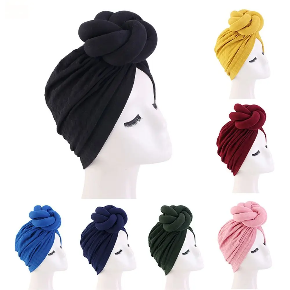 

Stretch Bandana Twists Ball Headband Hat Winter Warmth Headscarf Headwear Cap Multicolor Muslim Head Wrap