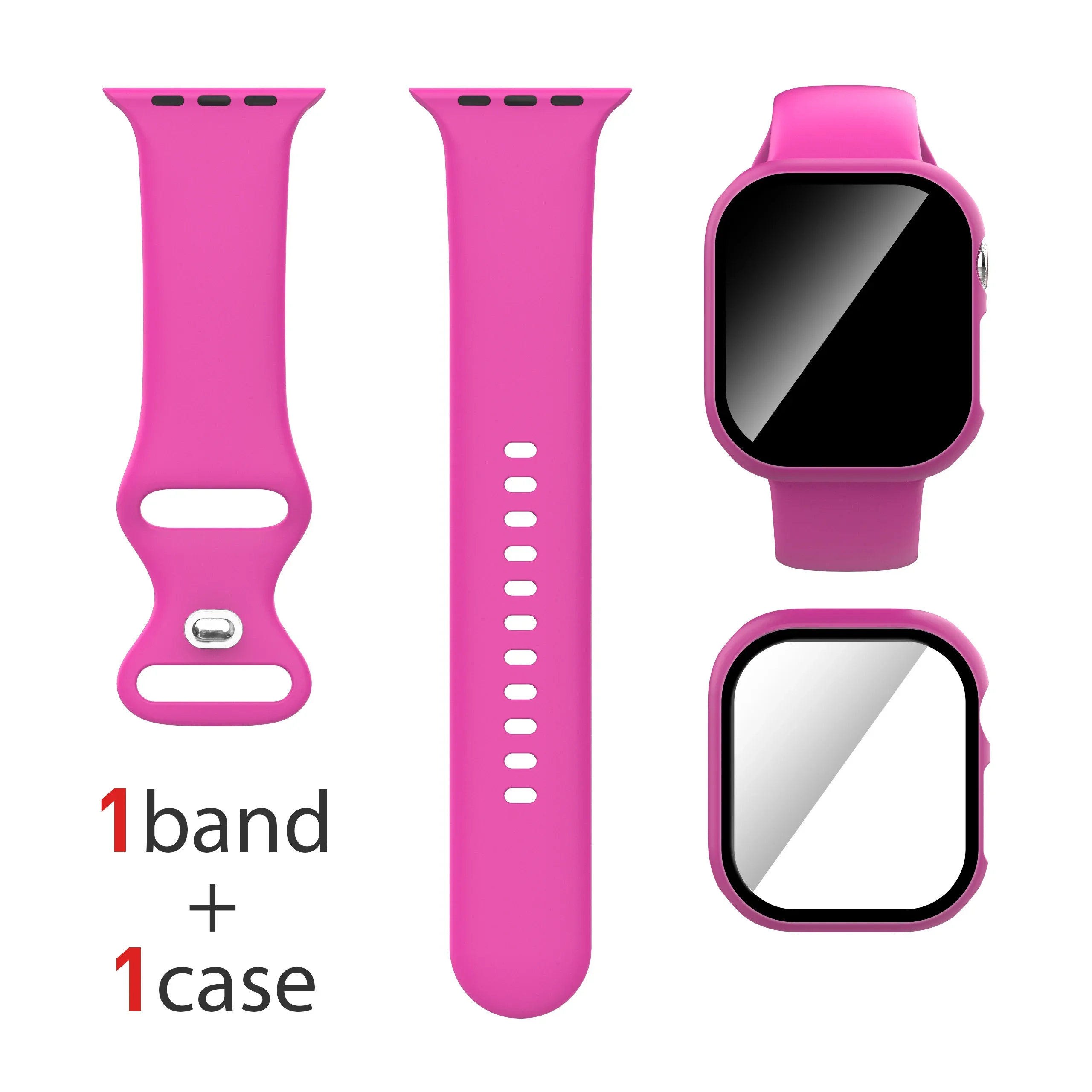 Dual Silicone Strap & Case Set for Apple Watch - Full Coverage Protection in 16 Colors