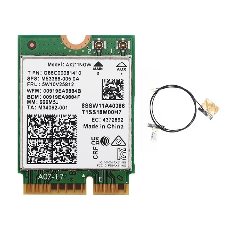 

Трехдиапазонная беспроводная Wi-Fi карта BAAY 6E AX211NGW 2,4G/5G/6 ГГц для Bluetooth 5,2 AX211 M.2 Keye Cnvio Windows10