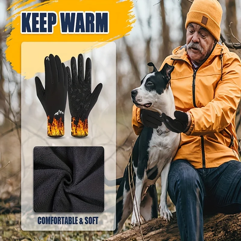 RIGWARL Winter Men Gloves Cycling Gloves Touch Screen Windproof Sports Gloves Warm Thermal Fleece Running Ski Cycling Gloves 2