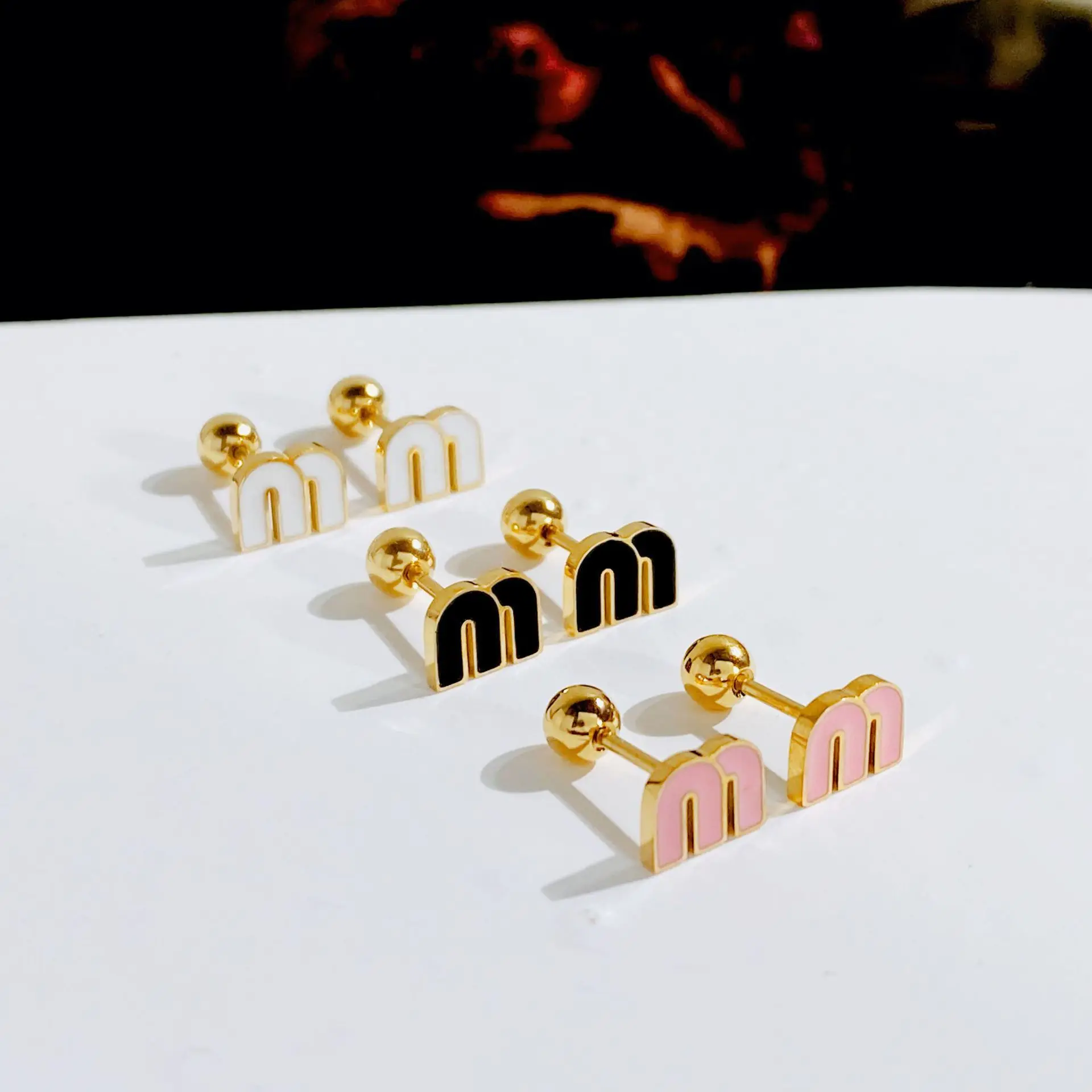 Korean Fashionable M Letter Stainless Steel Earring Minimalist Design Girl Birthday Festival Surprise Gift Romantic Jewelry