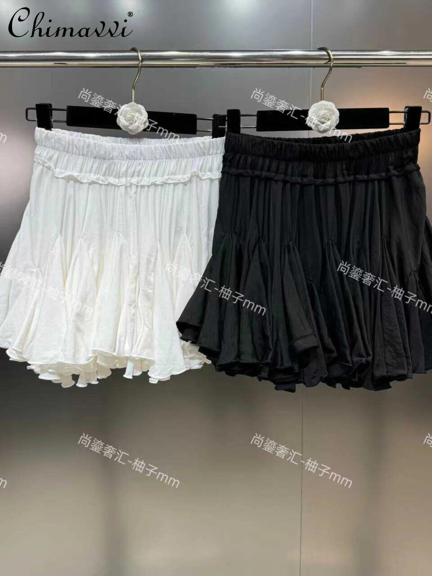 

2024 Summer Clothes New Fashion Fairy Puffy A- Line Skirts Korean Style Slimming High Waist Slimming Girly Style Pleated Skirt