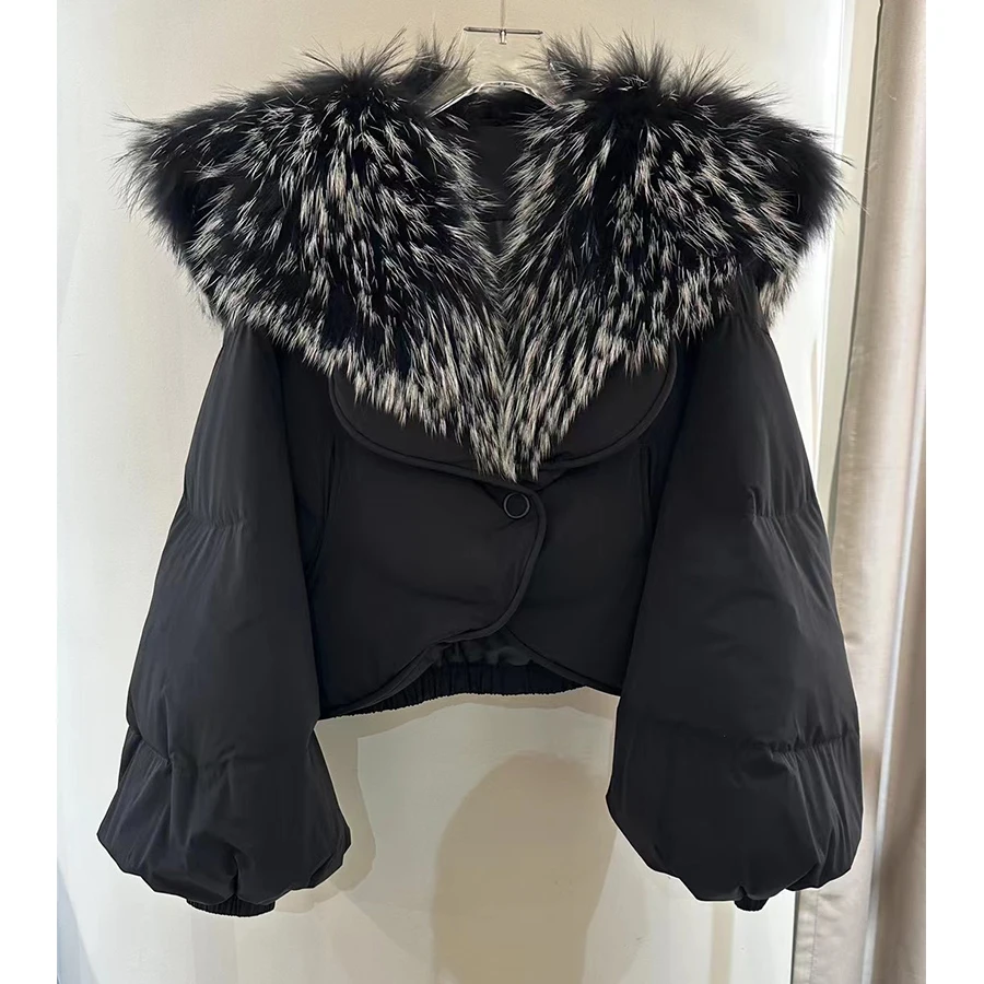 Down Jacket With Raccoon Fur Collar Winter Real Fur High Quality Warm Fashion Women Clothing