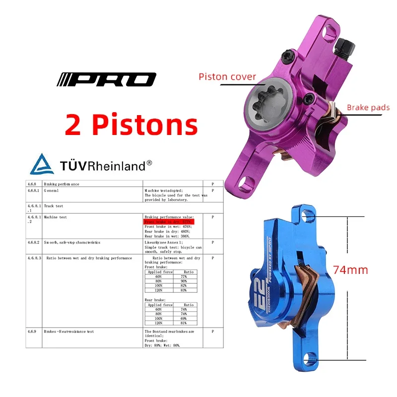 800/1550mm Bike Hydraulic Disc Brake 2 Piston Oil Pressure MTB DH