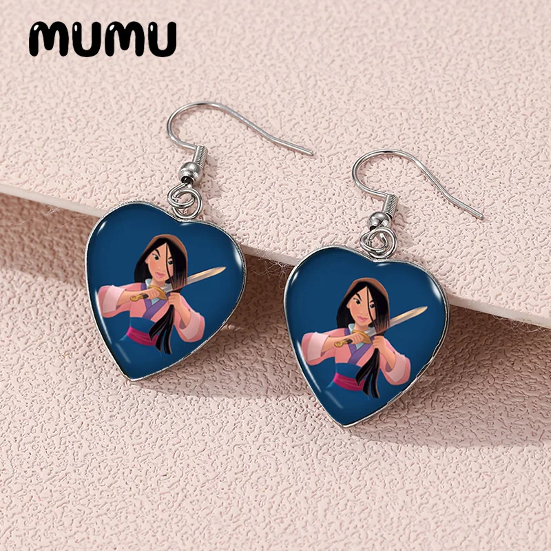 2024 New Princess Mulan Dangle Earring Heart Shaped Earrings - Main Image