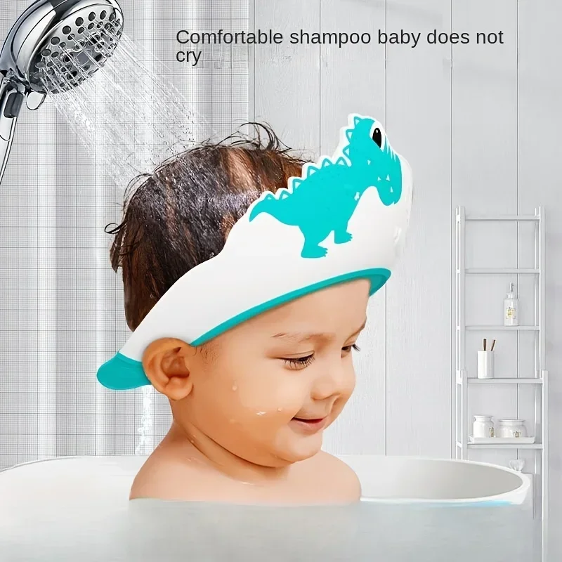Baby Soft Rubber Waterproof Shampoo Cap Children Shampoo Artifact Baby Cap Adjustable Ear Protectors Bathing Crown