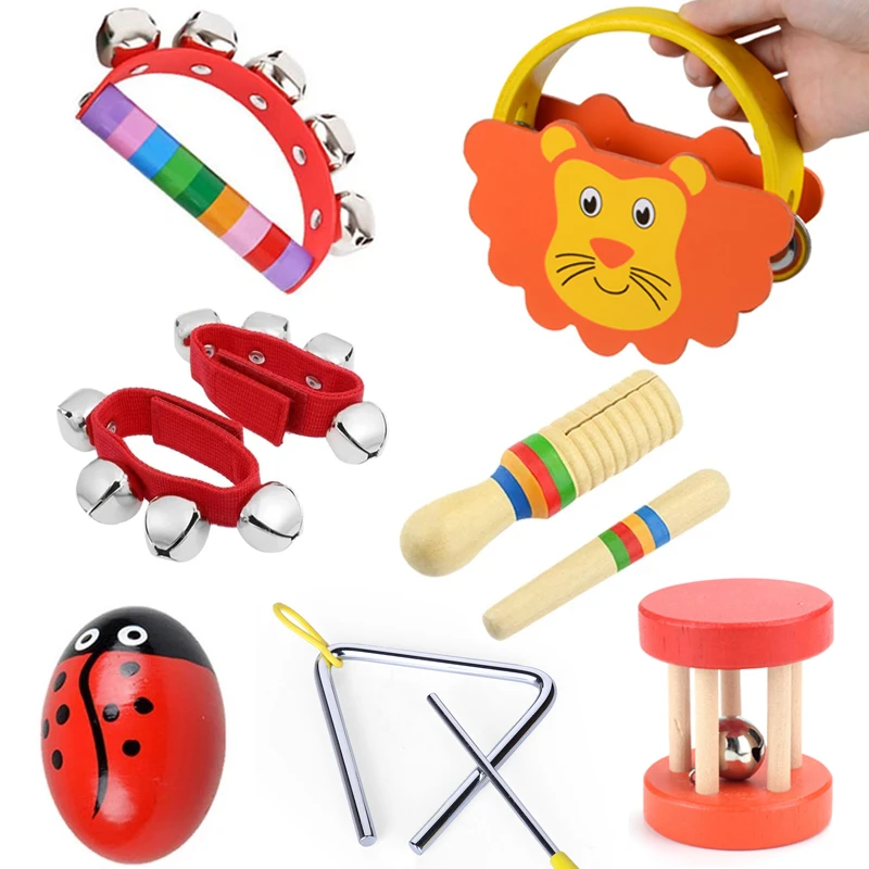 Instrumentos de música para bebés, sonajero, campana, Maracas de madera, juguetes para niños y niñas de 2 a 5 años, Jouet educativo|Instrumento musical de juguete| -