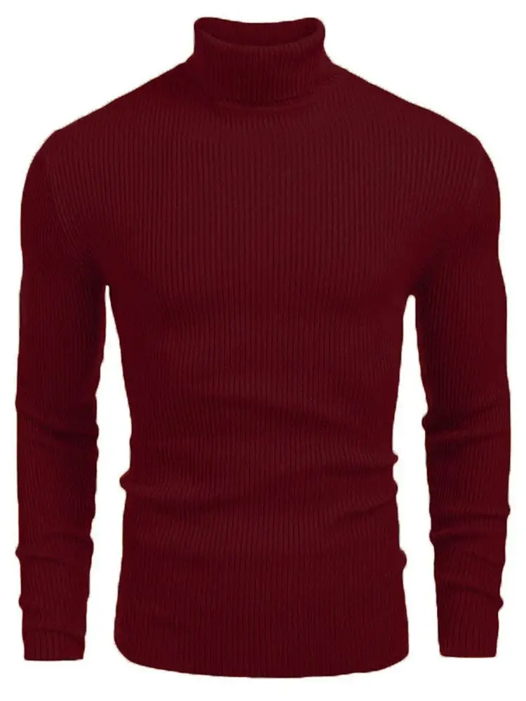 Men's Knitwear 2023 Autumn And Winter New Solid Color Slim-Fit High-Neck Neutral Casual Plus-Size Top