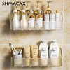 Wall Mount Cosmetic Organizer Bathroom Shelf Corner Wall Mount Kitchen Organizer Plastic No Hole Required 3