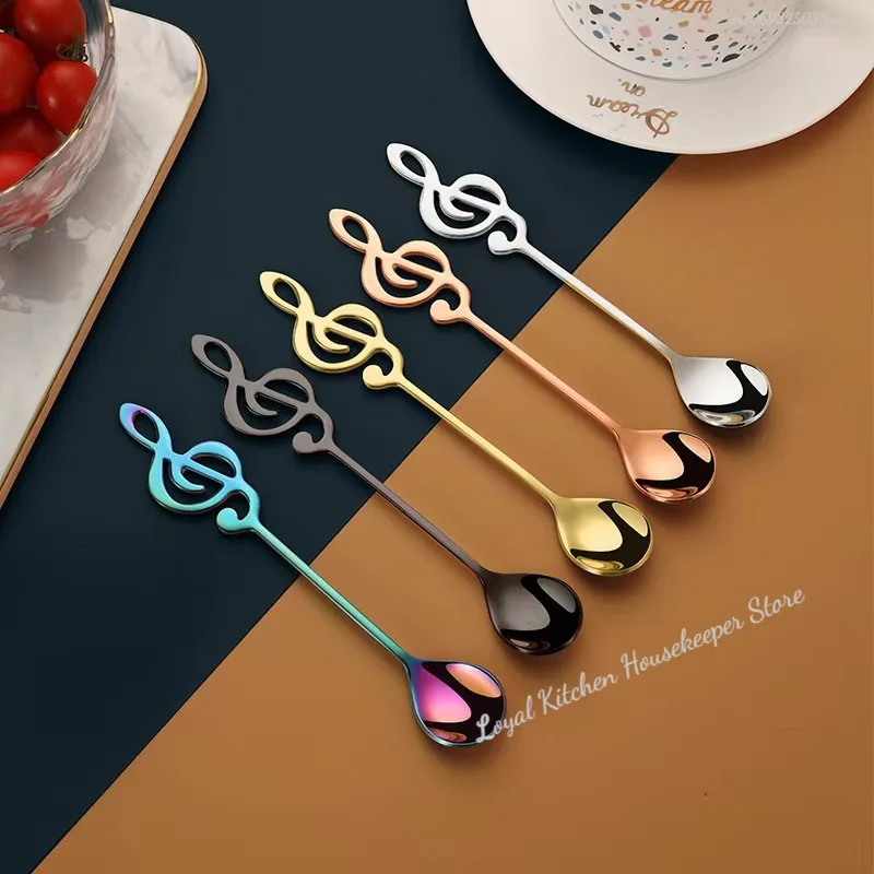 Stainless Steel Spoon Musical Note Creative Coffee Ice Cream Teaspoon Stirring Dessert Spoon