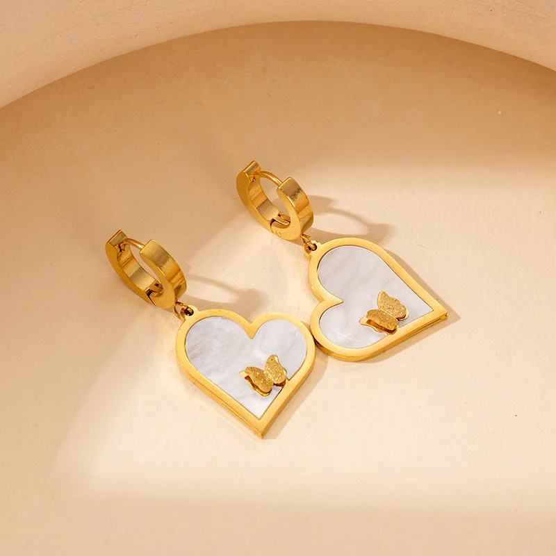 Fashion 316L Stainless Steel Pearl Heart Earrings For Women 18K Real Gold Plated Wedding Jewelry Accessories 2