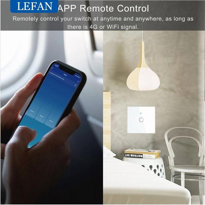 Tuya Smart Light Wifi Switch InterruptorStair Switches Glass Panel App Control Work with Alexa Google Home Yandex Smart Home