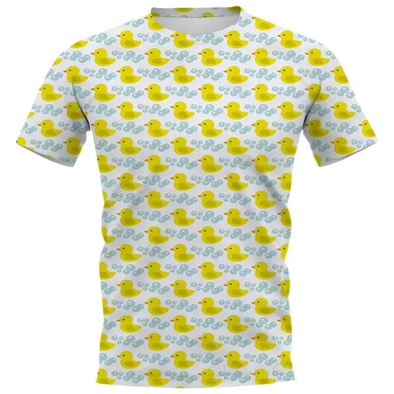 Cartoon Little Yellow Duck T-shirt 3D Print T-shirt Men Women Tshirt Short Sleeve Street Wear O-Neck Top Oversize Fun Tee Tops