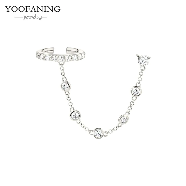 85632-e1a32c.jpg YUXINTOME 1 PC 925 en argent Sterling aiguille d'oreille coloré Zircon chaîne gland boucles d'oreilles pour les femmes deux trous boucle d'oreille bijoux A45