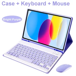 Premium Bluetooth Keyboard Case with Cover - Russian (Bright purple B)