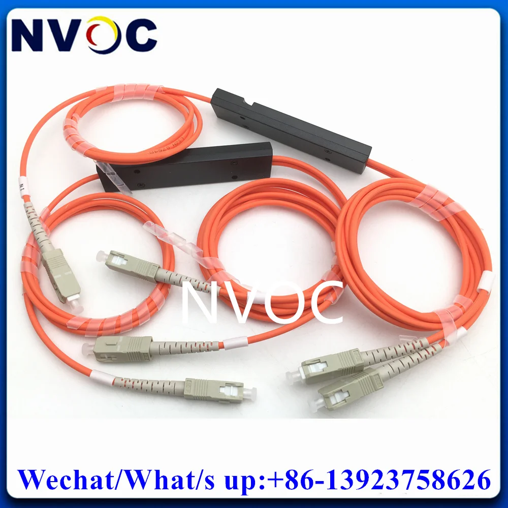 

5Pcs 1x2 MM FBT Coupler,850nmOM1 OM2 50/50 90*20*10 ABS Box 3.0mm 1*2 Multimode Fiber Optical Splitter with SC/FC/ST/LC