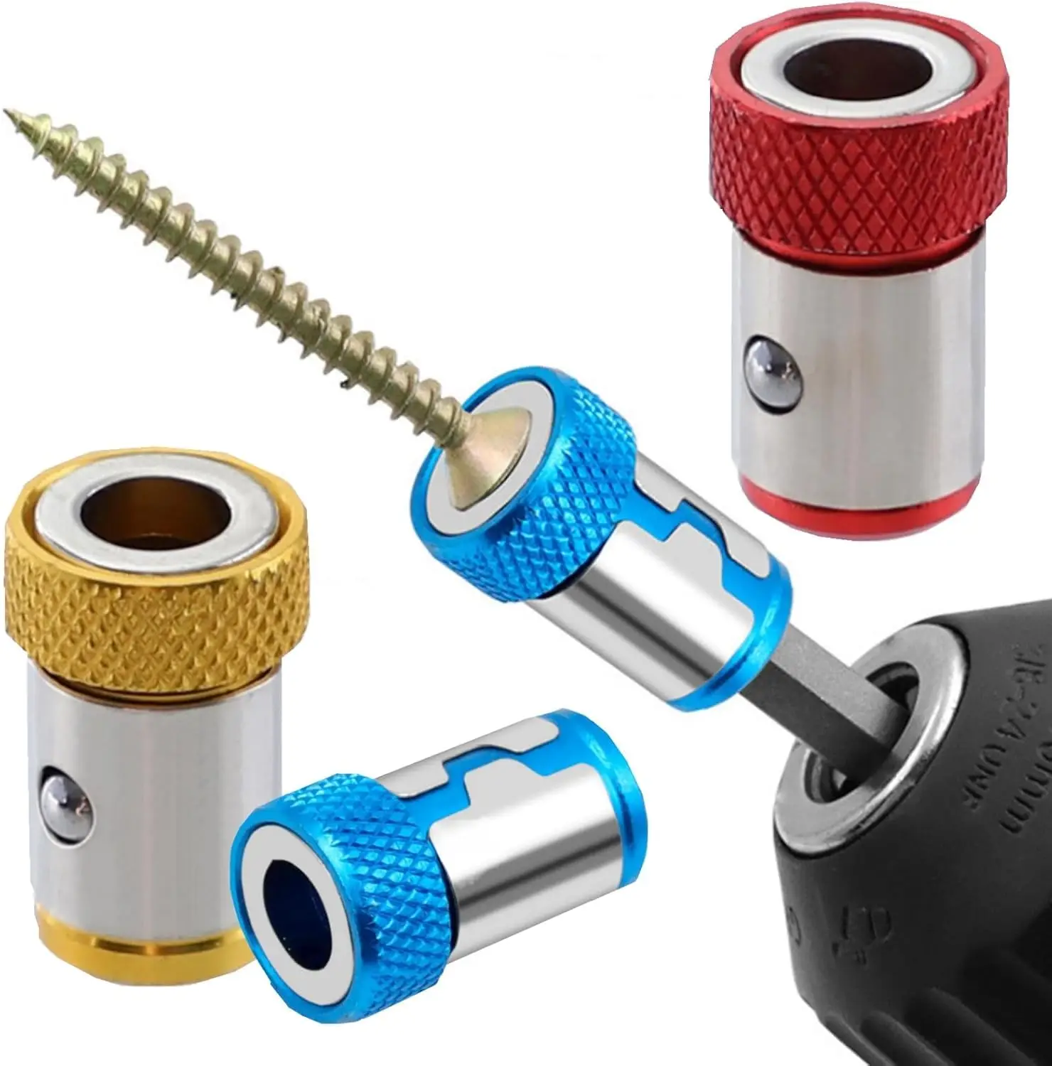 Galacok Magnetic Screw Ring Bit Magnetizer Ring Metal Magnetizer Screw Removable For 1/4 Inch/6.35mm Hex Screwdriver And Power
