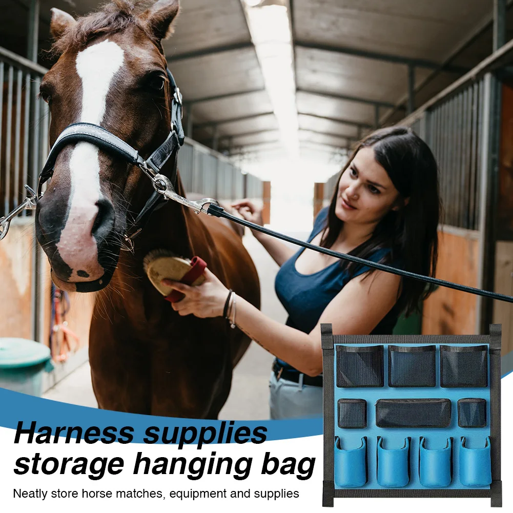 Horse Tack Storage Bag Horse Trailer Organizer Large Storage Hanging Bag (Blue)