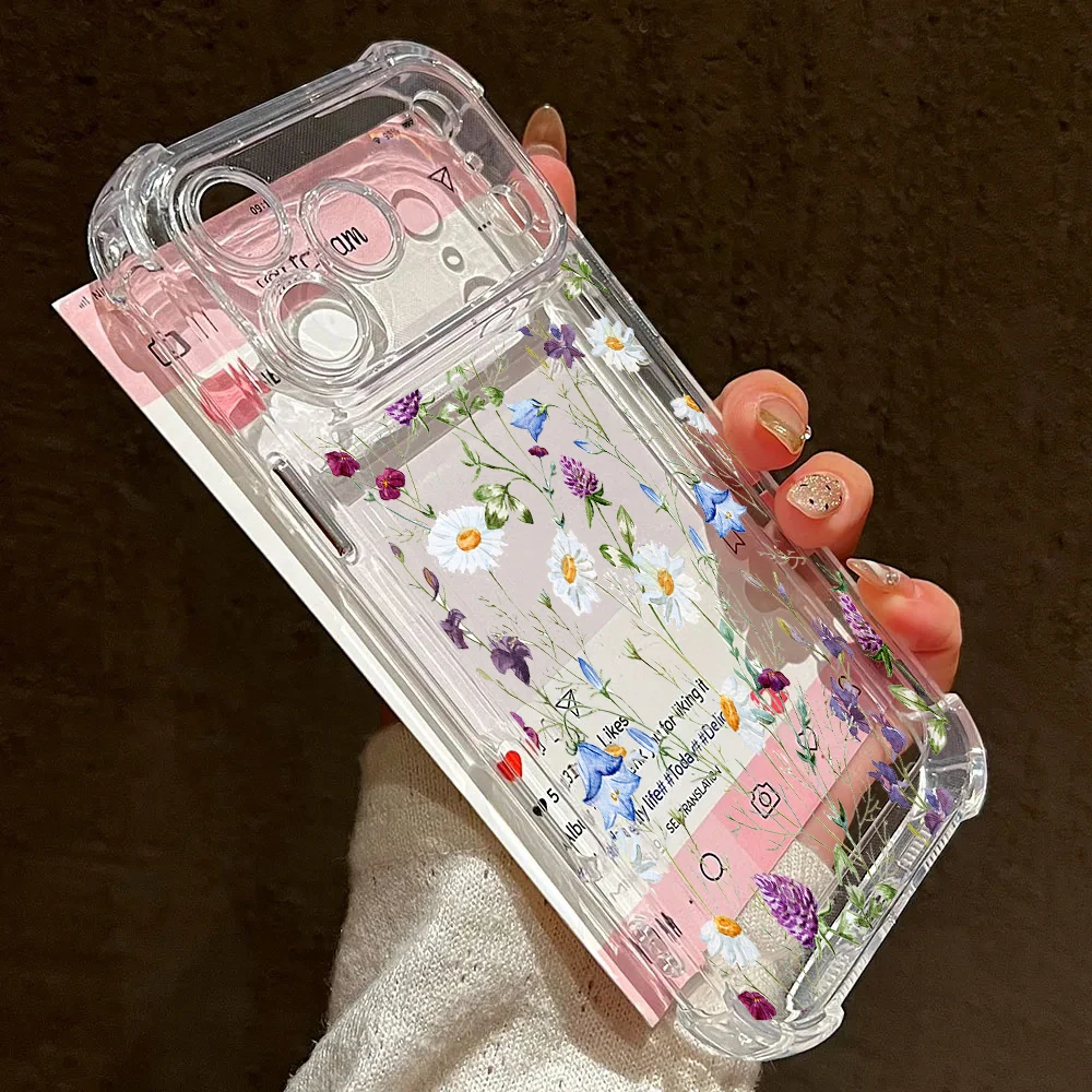 Clear Flower Leaves Shockproof Phone Case