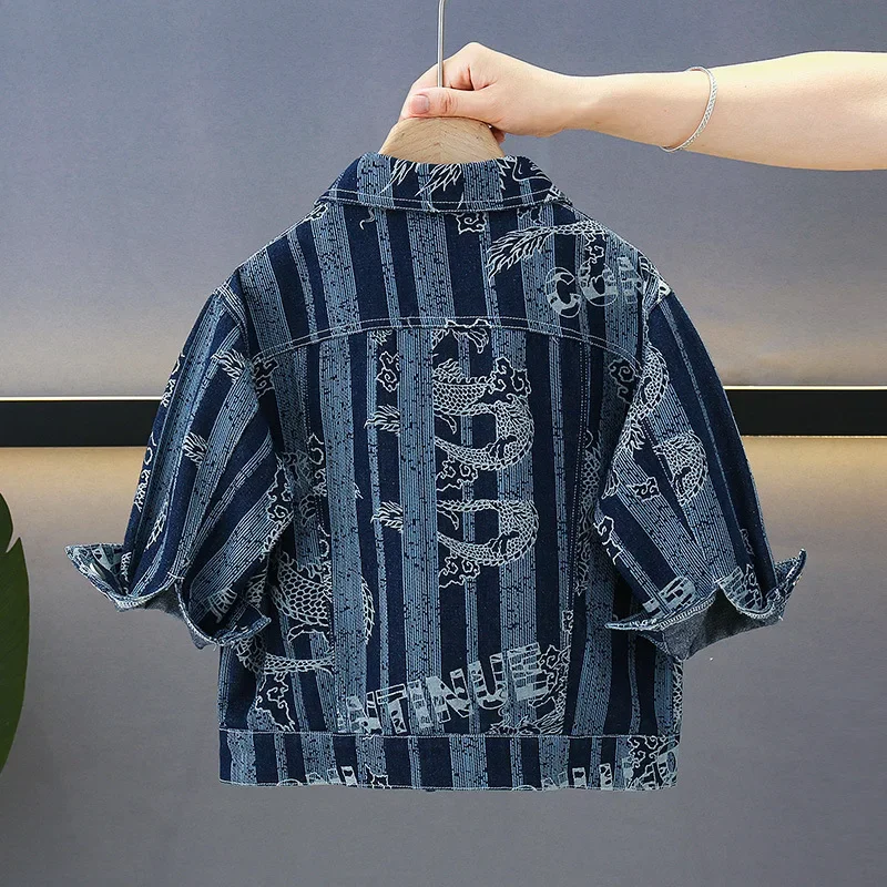 Boys' Denim Shirt Jacket Spring Autumn Style Baby Fashionable Streetwear Top Children's Clothing Trendy Kids' Outfit