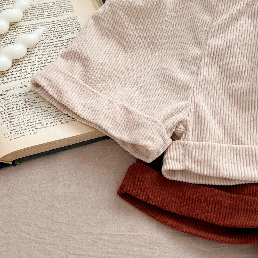 Baby Clothing New Fashionable Pants Spring All Match Solid Color Corduroy Casual Boys and Girls Simple Baby Shorts