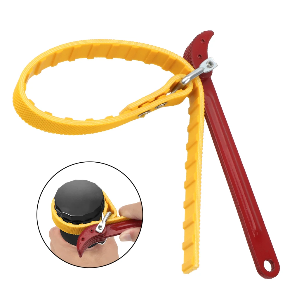 Adjustable Strap Opener Chain Oil Filter Belt Wrench Puller Spanner Cartridge Disassembly Repair Tool Motorcycle Car Accessories oil filter wrench