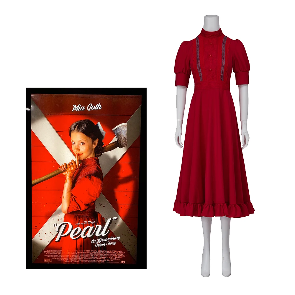 2022HorrorMoviePearlCosplayCostumeRedDressOutfitsLadies