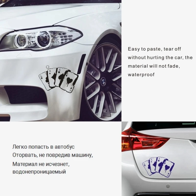 

Car Stickers Poker Graphic Car Motorcycles Stickers 3D Reflective Car Styling Custom Auto Car Stickers Styling Car Decoration