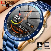 LIGE Luxury 1.39" HD Screen Men Smart Watch Bluetooth Call Steel Band IP67 Waterproof Sports Fitness Watch For Android ios Phone 1