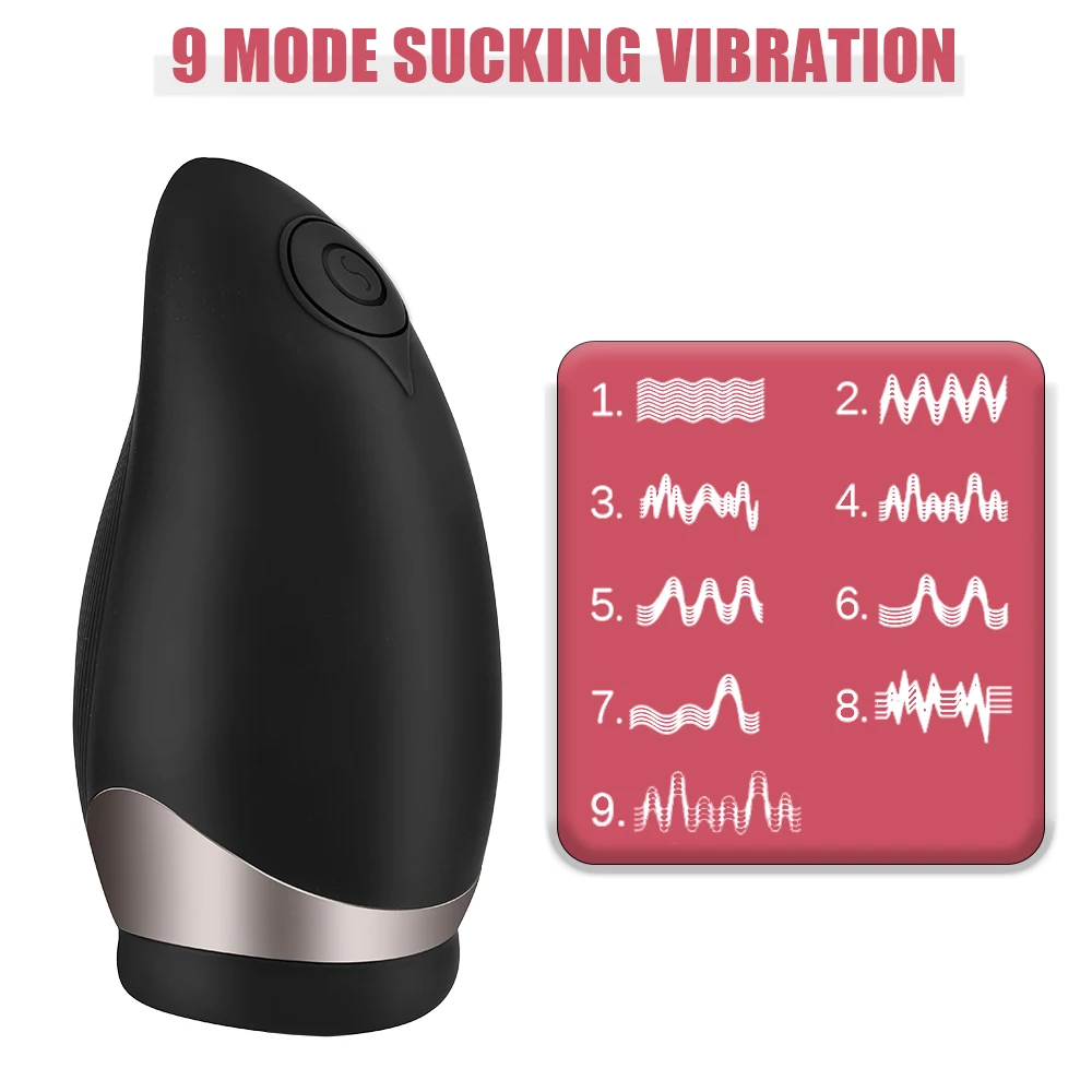 Automatic Heated Mouth Male Masturbator Sucking Vibrator Blowjob Oral Massager Penis Trainer 9 Modes Sex Toys For Men Erotic