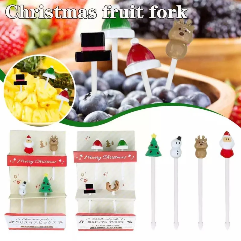 Food Picks Christmas Hallowee Fruit Fork Kids Reusable Lunch Box Toothpick Salad Snack Cake Dessert Fork Decoration